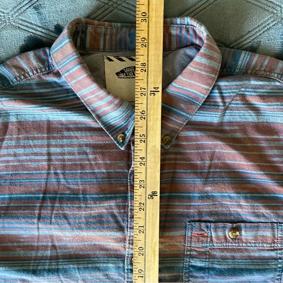 Vans Off the Wall collared striped button-up short sleeve shirt sz L - Picture 4 of 10